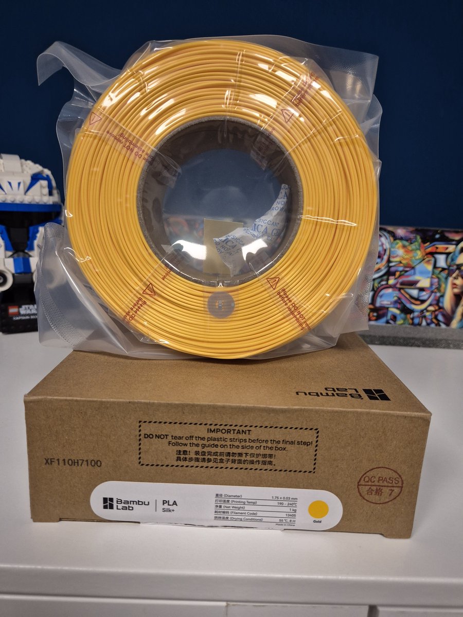 Bambu Lab PLA Silk+ Gold Refill Filament 1kg – 1.75mm – Hoogglans 3D Printer Filament – Compatibel met AMS