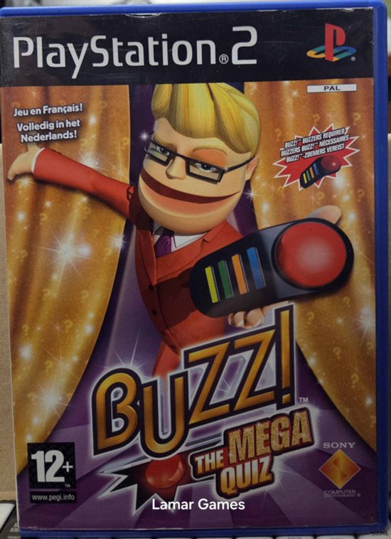 BUZZ! THE MUSIC QUIZ | SONY PS2 PLAYSTATION 2 + MANUAl | BUZZ BUZZERS