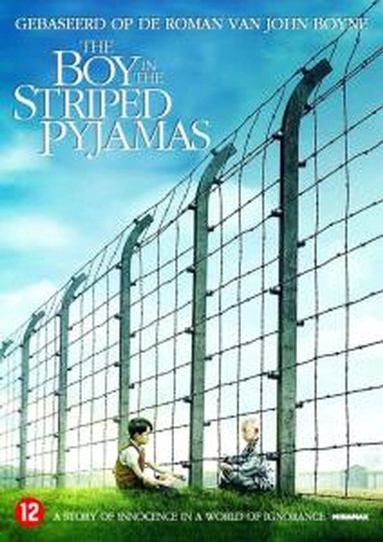 Poster van 'The Boy In The Striped Pyjamas' met een hoog hek en twee jongens.