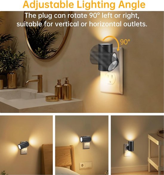 Twee LED-nachtlampjes met stekker, slaapkamertrapverlichting, Europese standaard driekleurige wandlamp, met afstandsbediening. van Merkloos — afbeelding 5