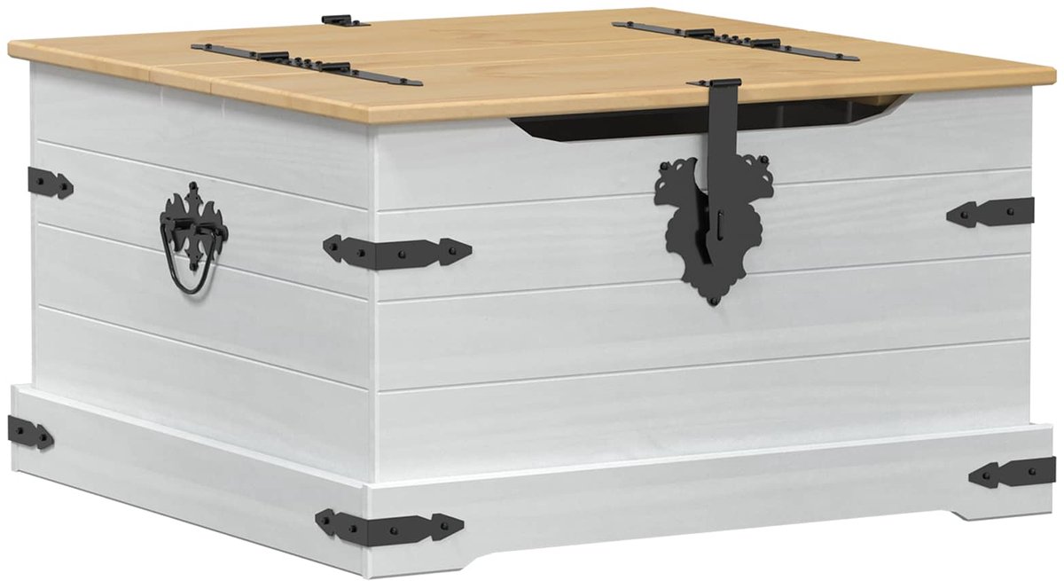 vidaXL - storage - box - met - plank - Wit - 78 - x - 78 - x - 45 - cm - Massief - grenenhout