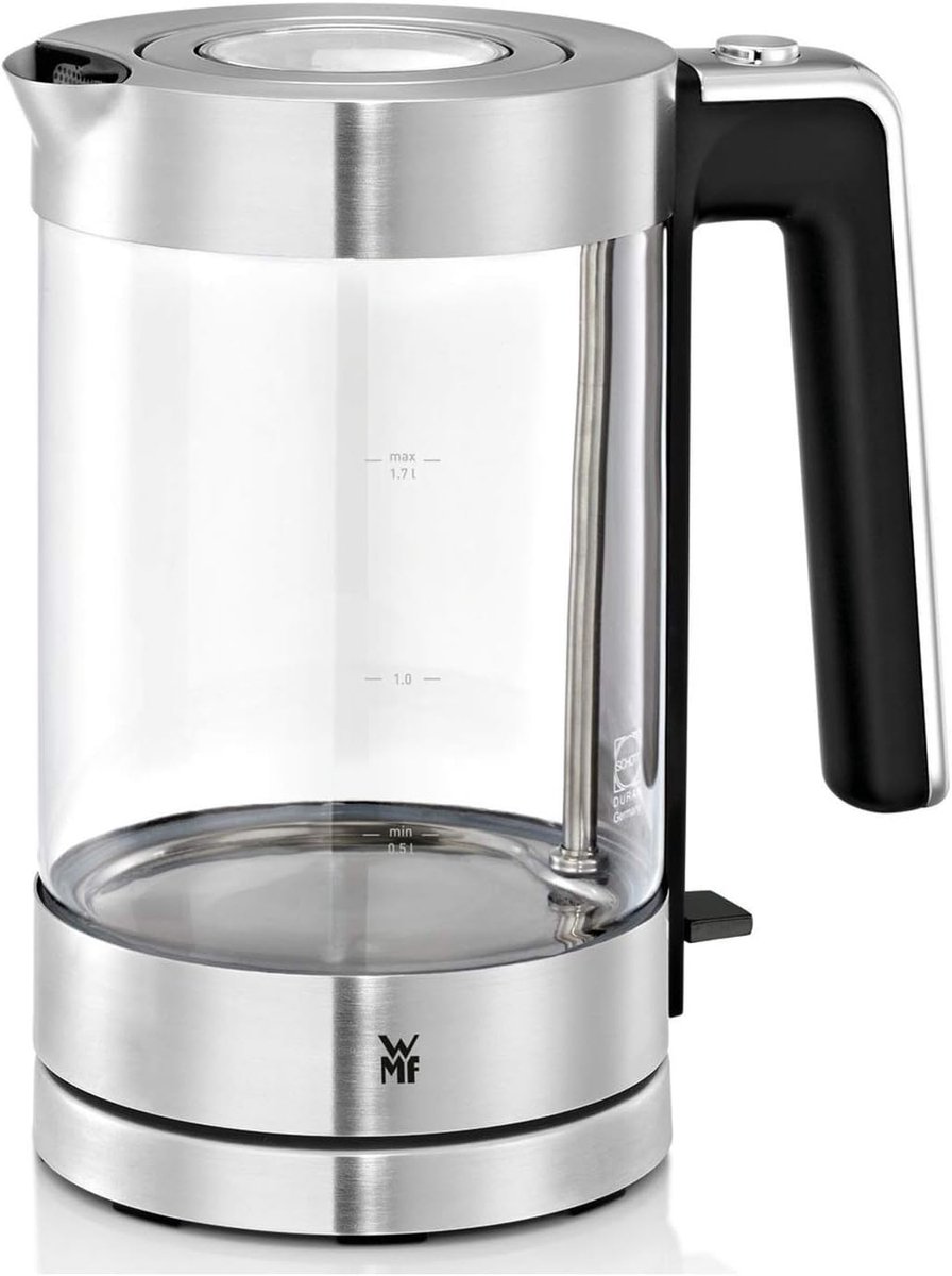 Glazen Waterkoker - Stijlvolle Ketel - Snel Water Koken - Hittebestendig Glas - 17 Liter - Mat Staal
