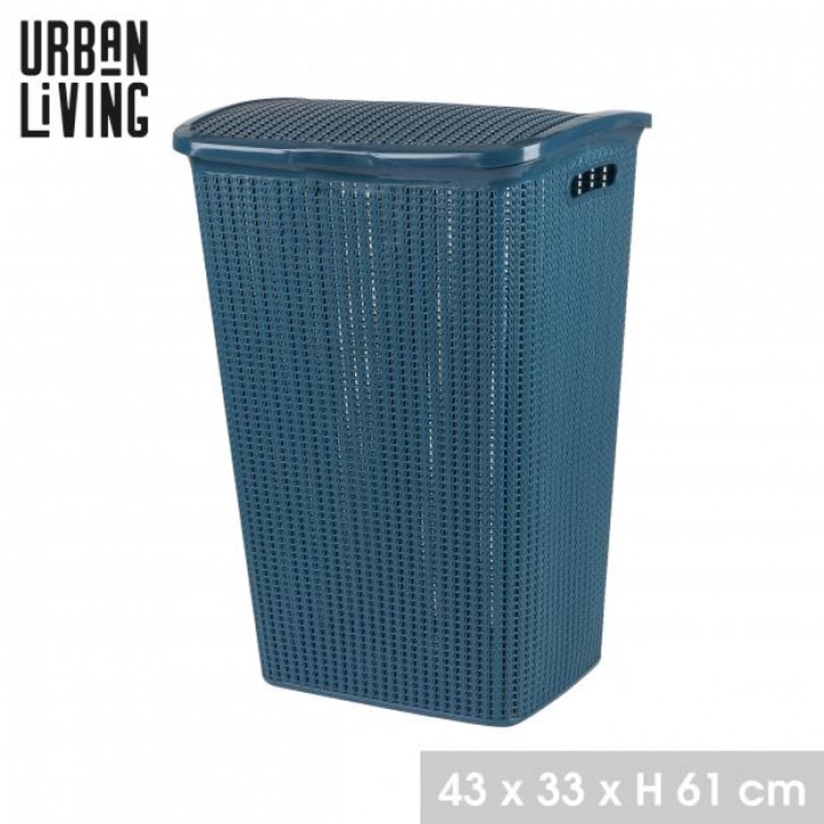 “PASHA” Wasmand met deksel – 43×33×61 cm – Donker saffier