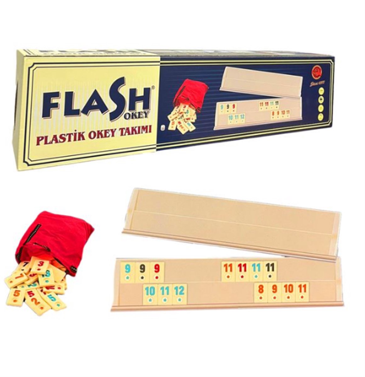 Okey spel (plastic) – 4 spelers – Turks okey – genummerde tegels – wildcard