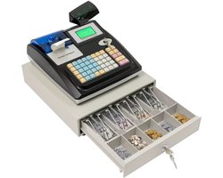 Hennova Kassa - Kassasysteem - Kassalade - Elektrische kassa - 48 Toetsen - LED-display - Met contant geldlade - Met kassabon printer - Zwart/wit - 38 x 9 cm