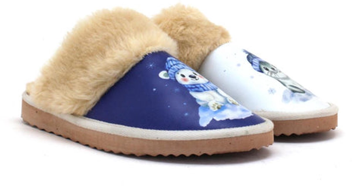GOBY Dames Pantoffels Winter Dieren Print Handgemaakt Comfortabele Huisslippers