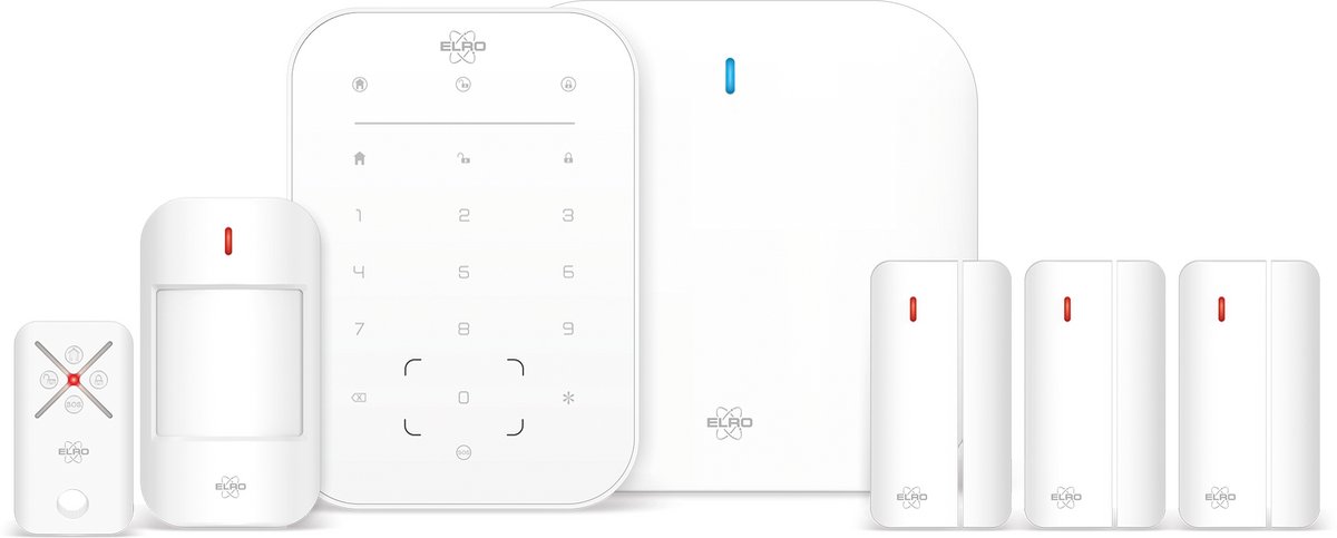 ELRO AS98S Home2 Slim Draadloos Alarmsysteem – Wifi – GSM Functie – Met Basisstation, Controlepaneel, Bewegingsmelder, 3x Deur/Raam Contact en Afstandsbediening