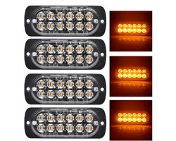 LED Flitsers Oranje - 12V - 24V - 18 Flits patronen - Gevarenlichten - Vrachtwagen - Bestelauto - Bestel bus - Veilig werken langs de weg - 4 Stuks