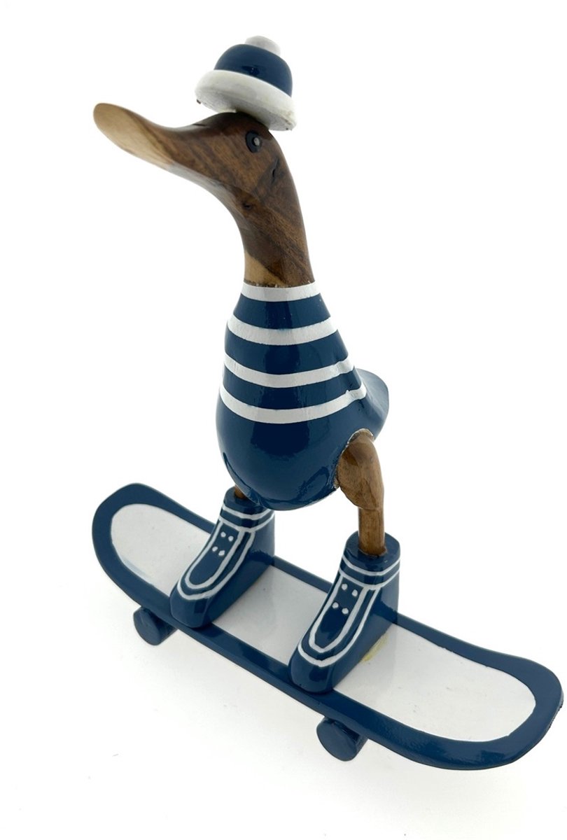 Houten eend Wessel skateboard donkerbl