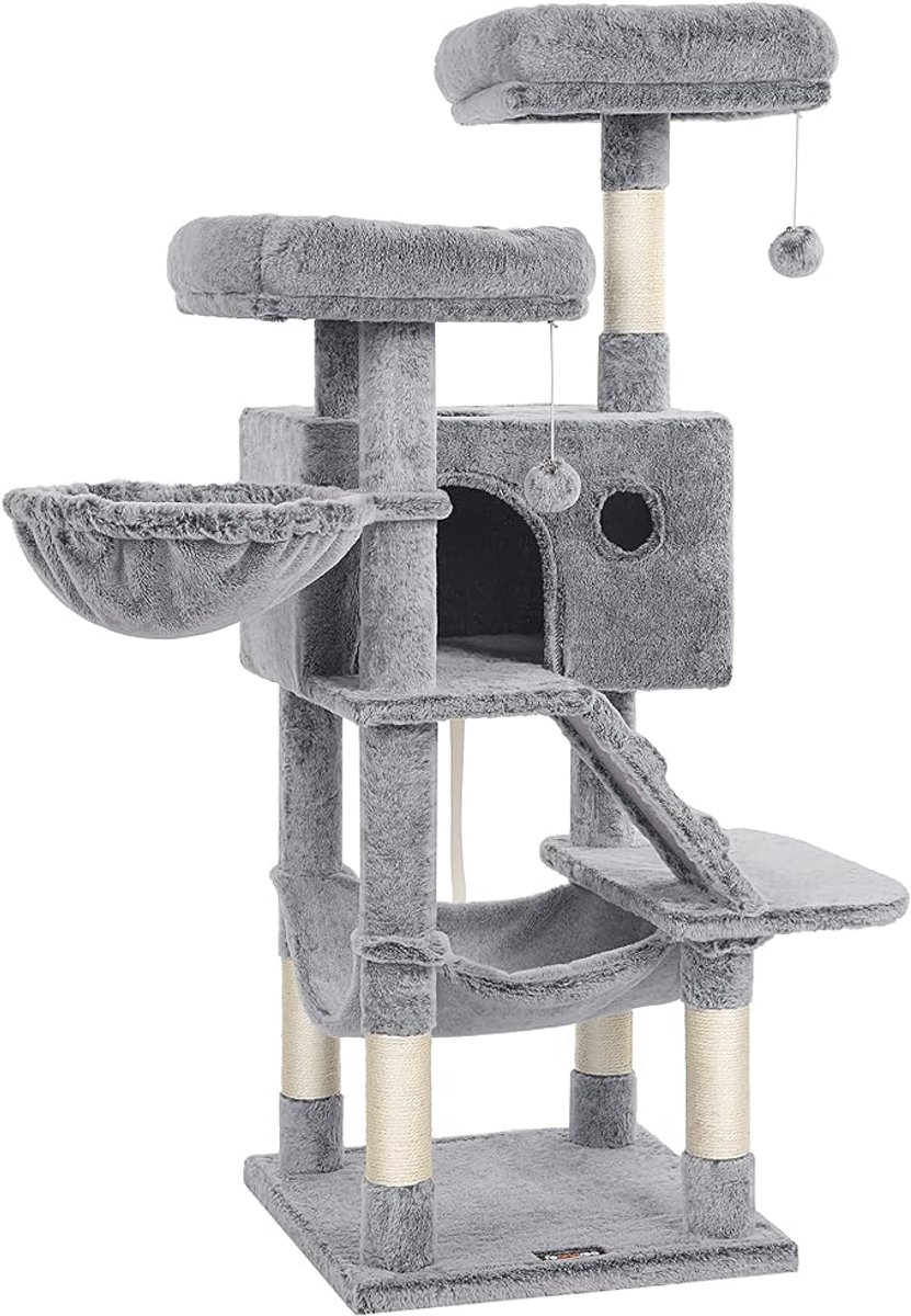 Bol.com Hoppa! Krabpaal met zachte hoes, grijsblauw, 49 x 49 x 135 cm aanbieding