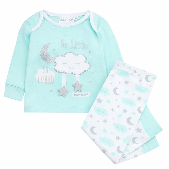 Babytown - Pyjama - Moon, clouds & stars - Mint - Maat 6-9 mnd - 74
