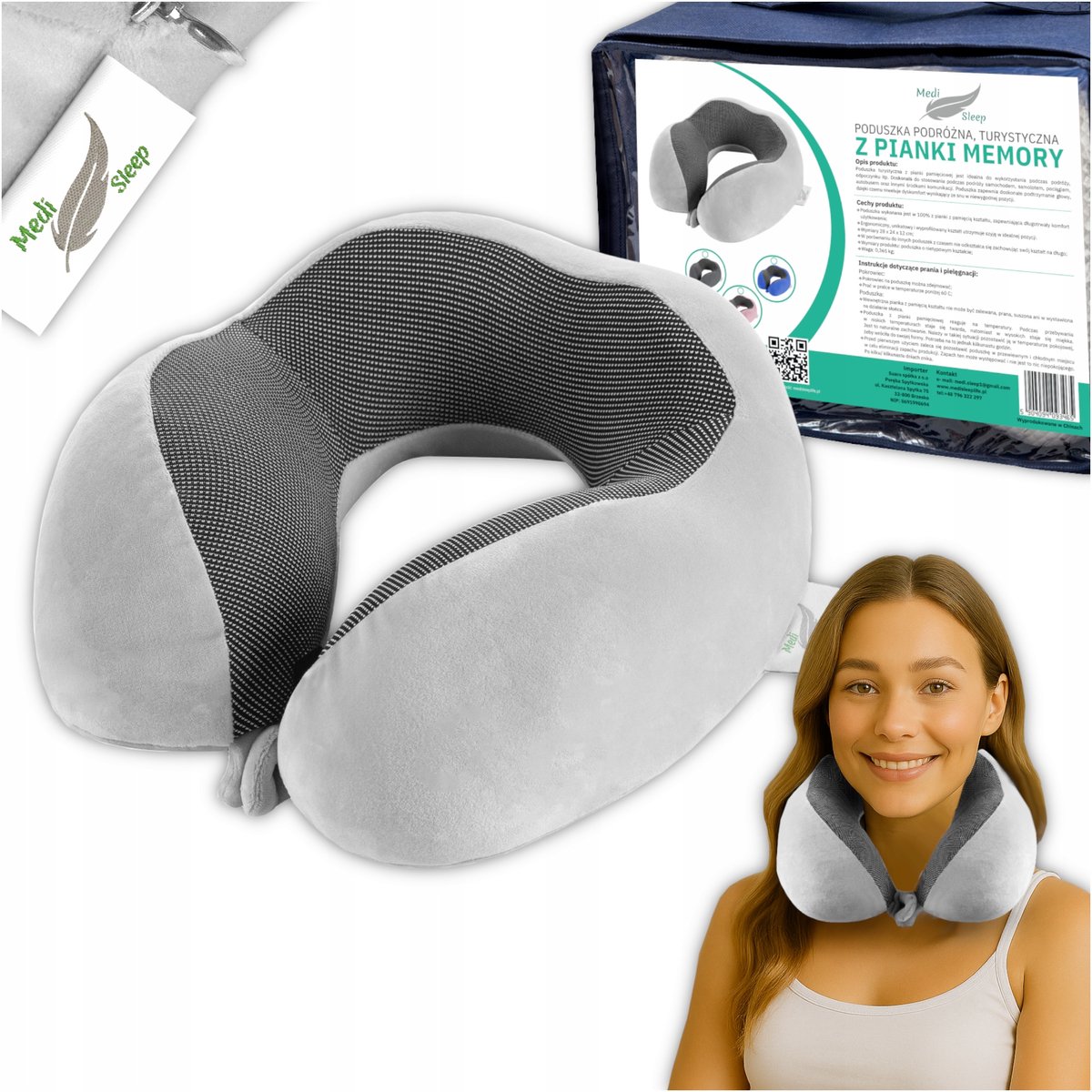 Medi Sleep - Reiskussen - Memory Foam - Ergonomisch - Aksamit