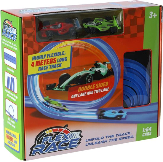 Racebaan - 4 meter - Blauw - Flexibel Ontwerp
