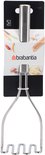 Brabantia aardappelstamper in verpakking, met RVS handvat en gebogen stamper.