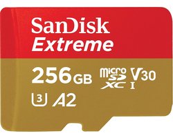Micro SD Geheugenkaart - Opslagkaart SDXC - 4K Video Opnemen - Lezen 190MB/s - 256GB Capaciteit