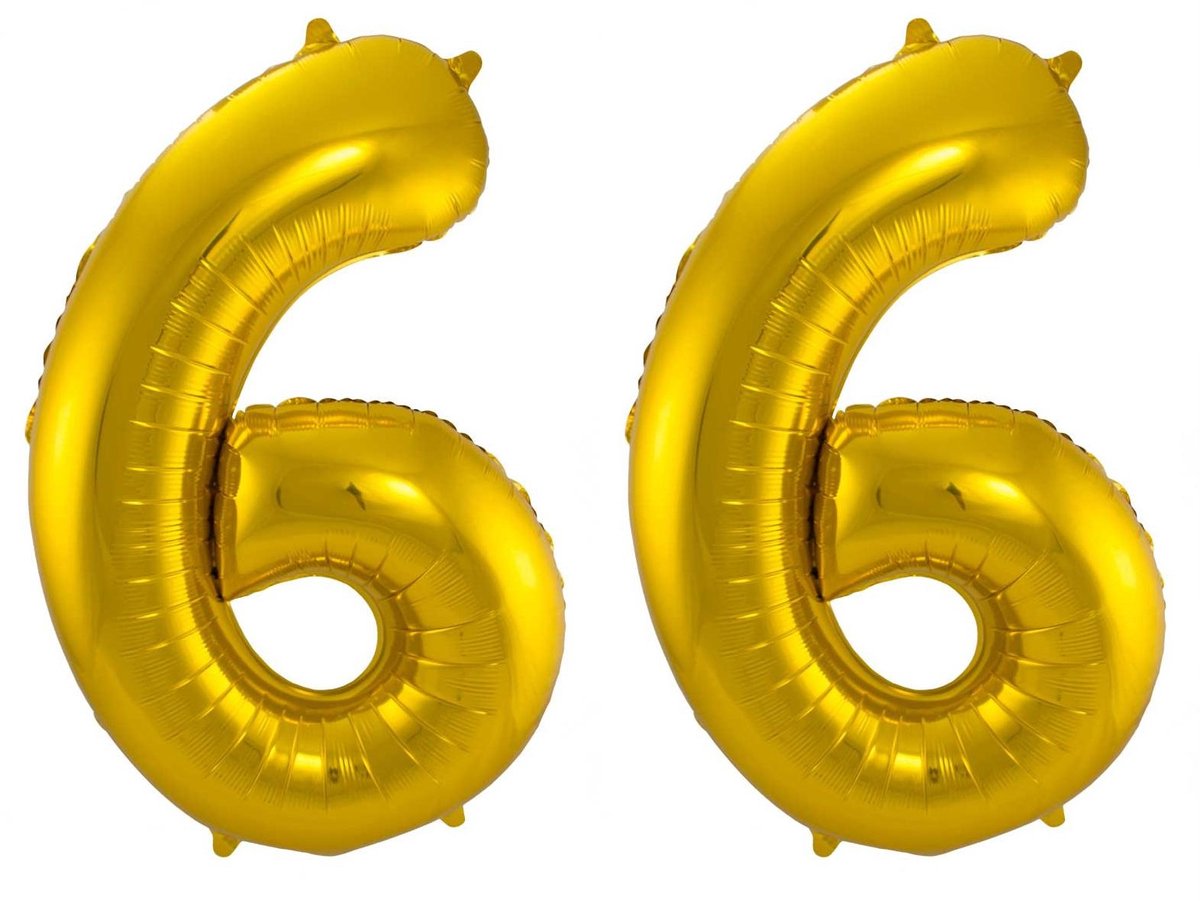 Folieballon 66 jaar - Goud - 86 cm