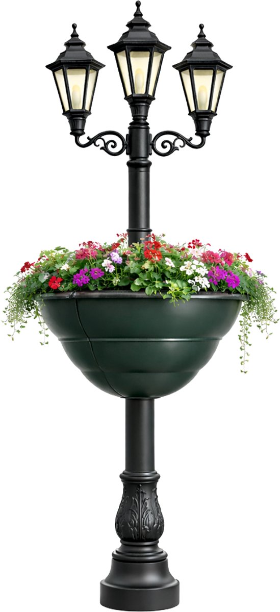 Elezza Lanterna Lantaarnpaal Bloembak Ø66 x H32 cm - Groen - Paalbeugel Ø10 cm