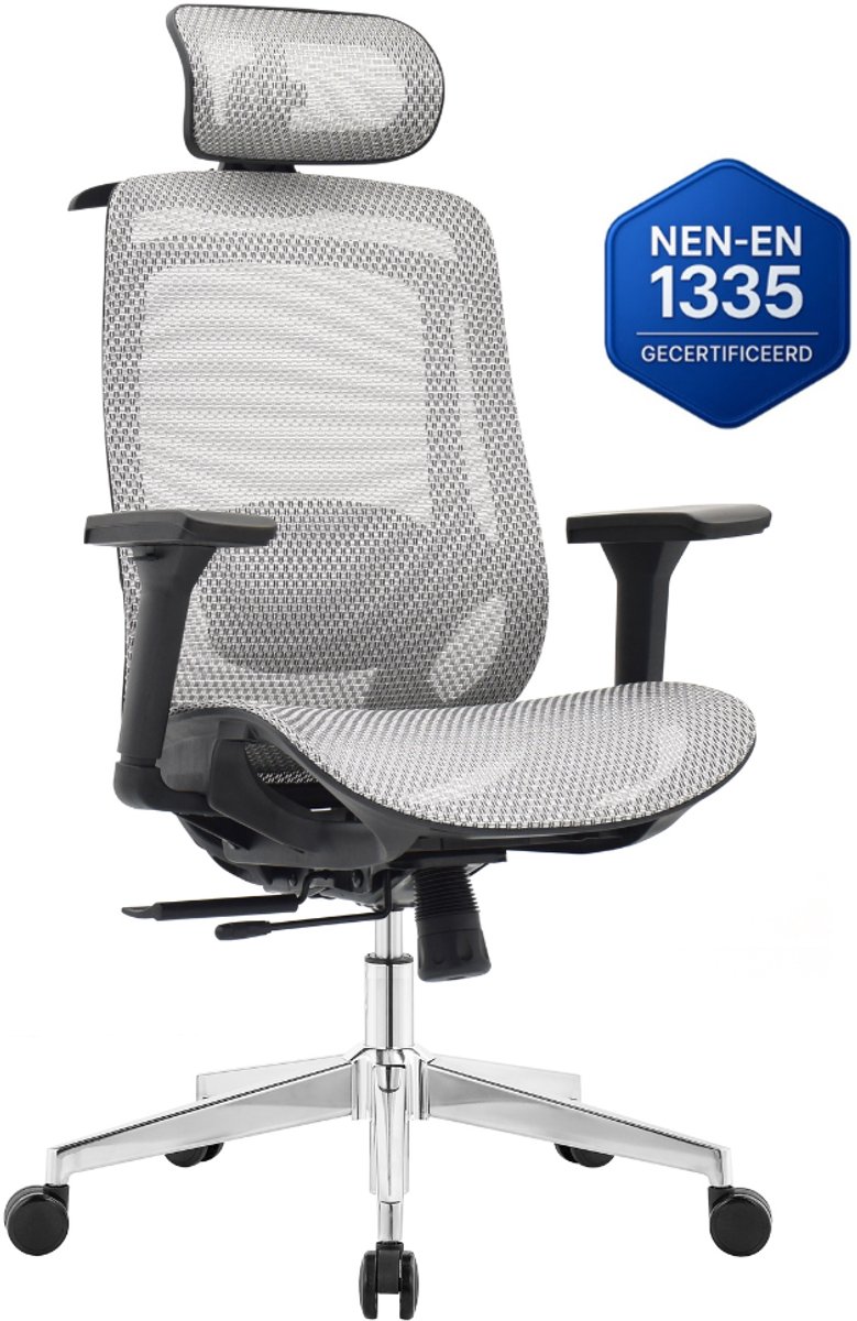 OfficeSense OS150 Bureaustoel – Ergonomische Bureaustoel – 4D Armleuningen – Volledig Mesh Design – Bureaustoelen voor Volwassenen van OfficeSense