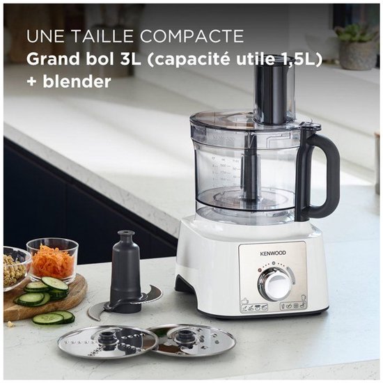 Kenwood Multipro Express FDP65.450WH - Foodprocessors - Wit - 1000 Watt - 3 Liter mengkom
