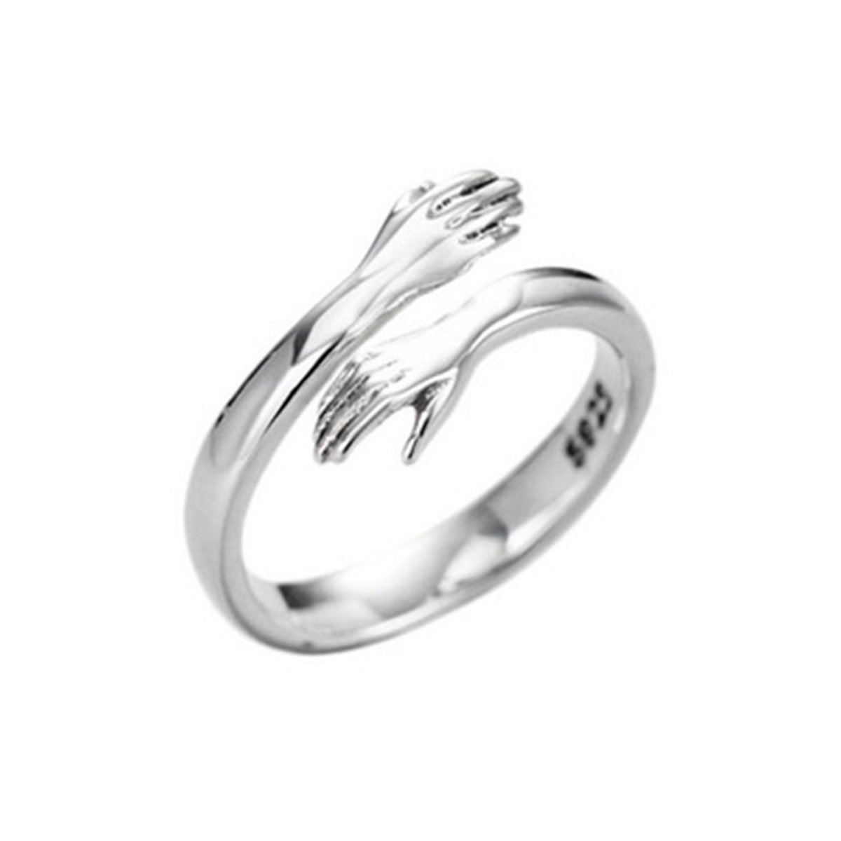 Luxe Dames Ring 925 Zilver – Knuffelring Handjes Design – Verstelbaar – Met Cadeauverpakking – Matthew Studio®