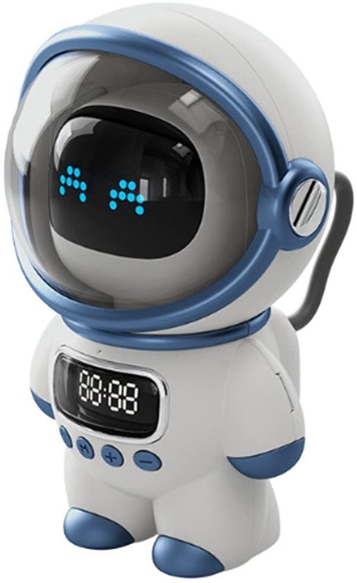 Allecto - Astronaut Klok - Alarm Klok - Nachtverlichting - Minimalistisch - Slimme Stem Klok - Wekt je op - Geschikt voor Jongens - Wit