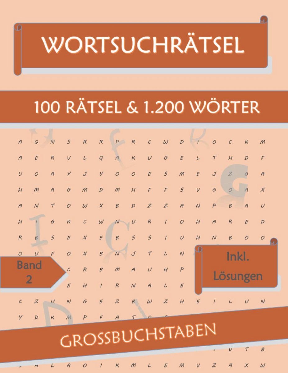 Wortsuchrätsel Großbuchstaben - Buchstabenpuzzles - Gehirntraining - 100 Puzzles - A4 Format