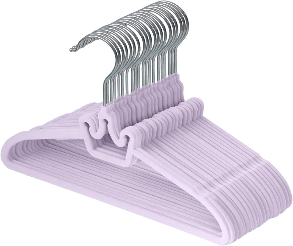 Babyhangers - Fluwelen Hangers - Kinderkleding Organiseren - Antislip Ontwerp - 32 cm - Paars