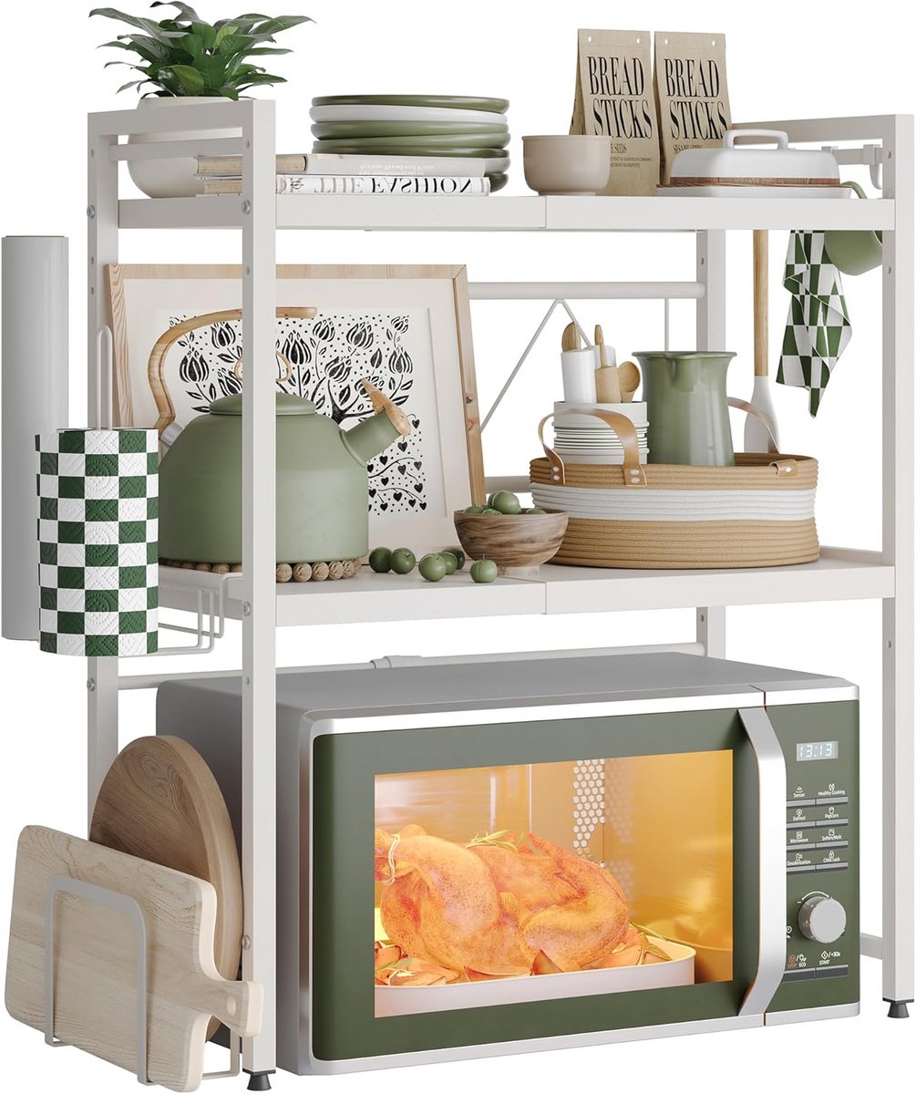 Magnetronstandaard - Keukenrek - Keuken Organizer - Uittrekbaar & Verstelbaar - 40-60 cm - Beige