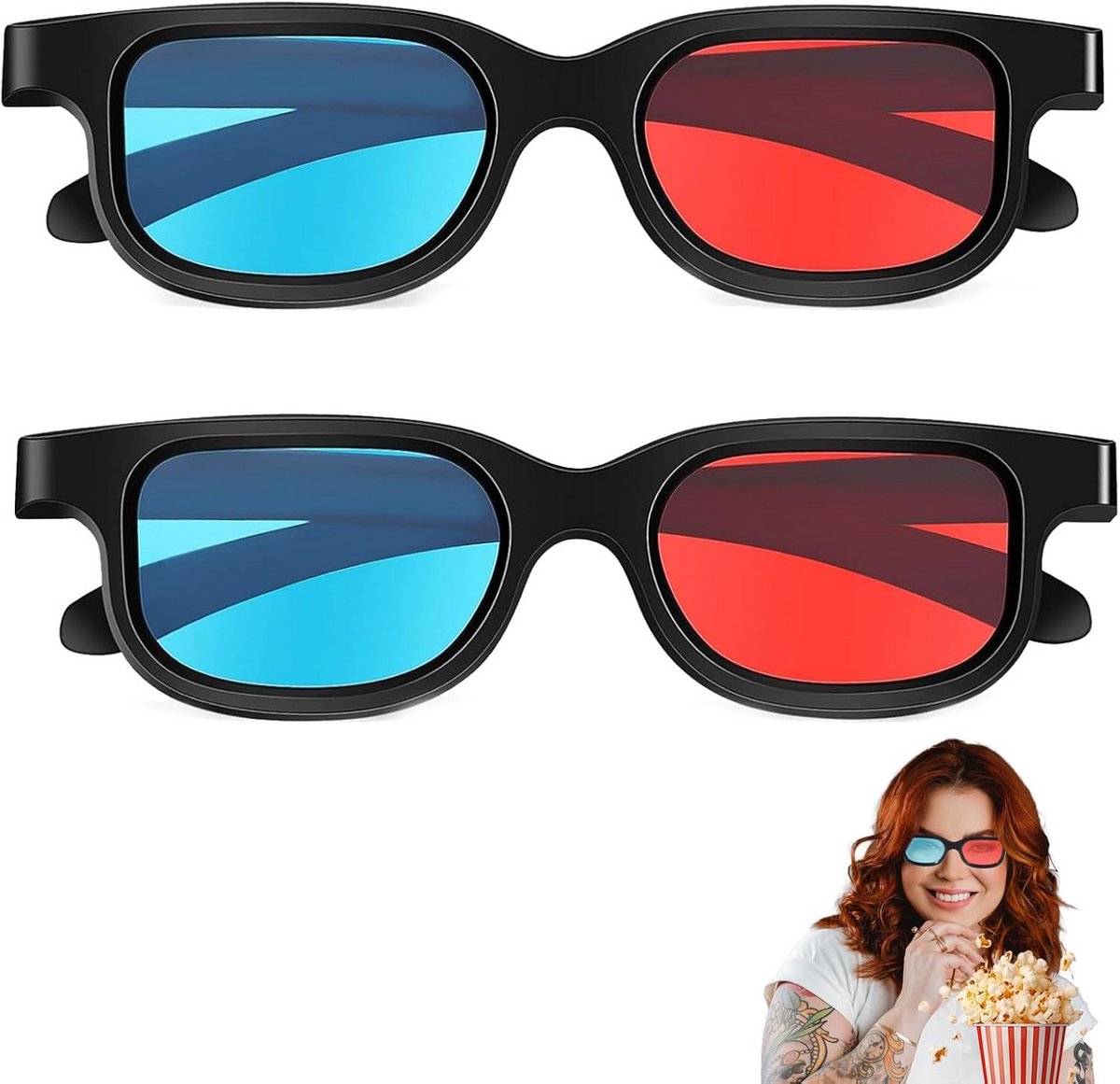 3D-brillen - Anaglyph brillen - Films en games - Herbruikbaar en lichtgewicht - 153 x 7 x 45 cm