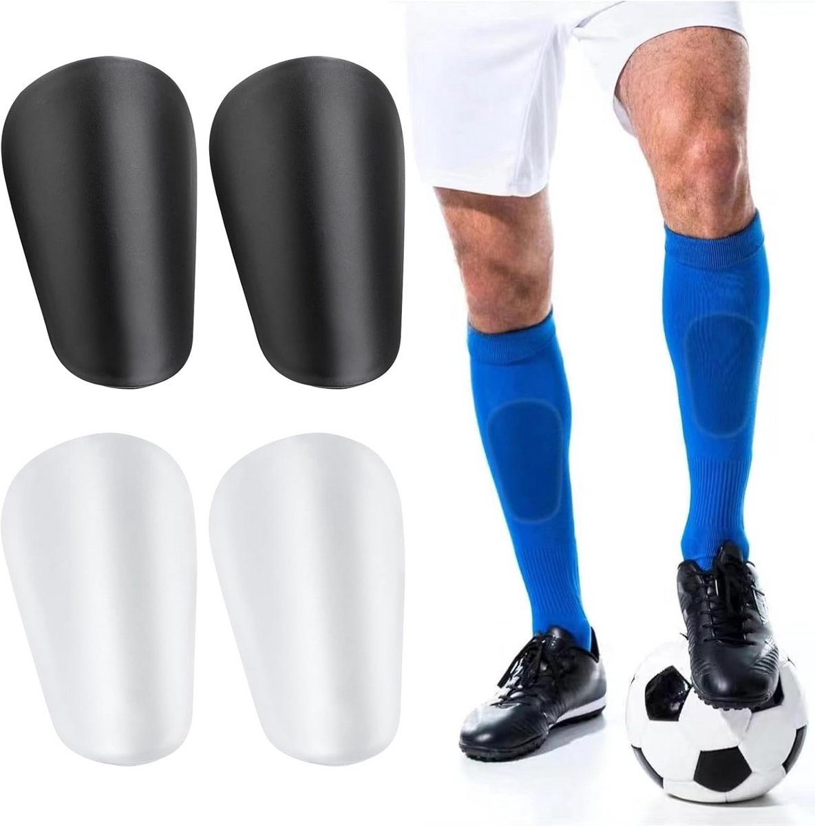 Scheenbeschermers Voetbal - Mini Beschermers - Sport Bescherming - Anti-slip Pasvorm - 10x6cm - Zwart Wit