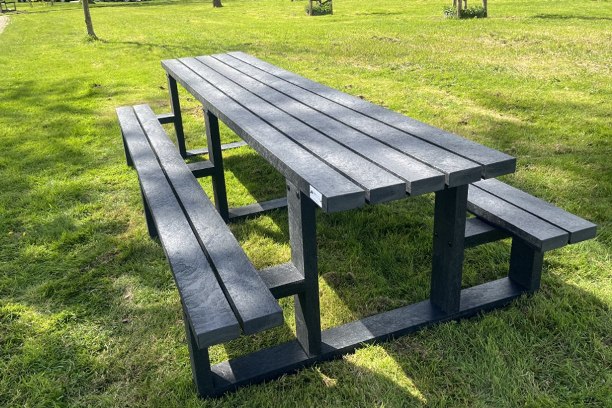 Rockwood® Picknicktafel Beuk - Zwaar Kunststof - Mineral Grey 3.60m Naturel
