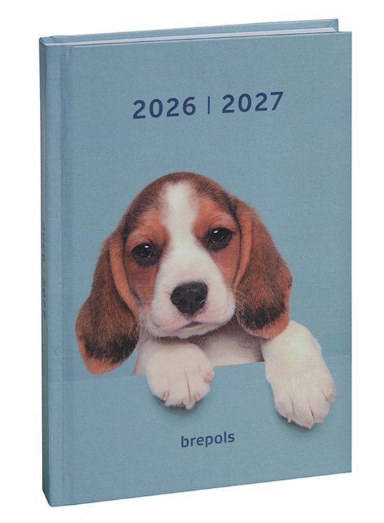 Brepols agenda 2026-2027 - AMICI - Schoolagenda - 1 dag per pagina - Stevige omslag - Dagoverzicht - Hond - 11.5 x 16.9 cm