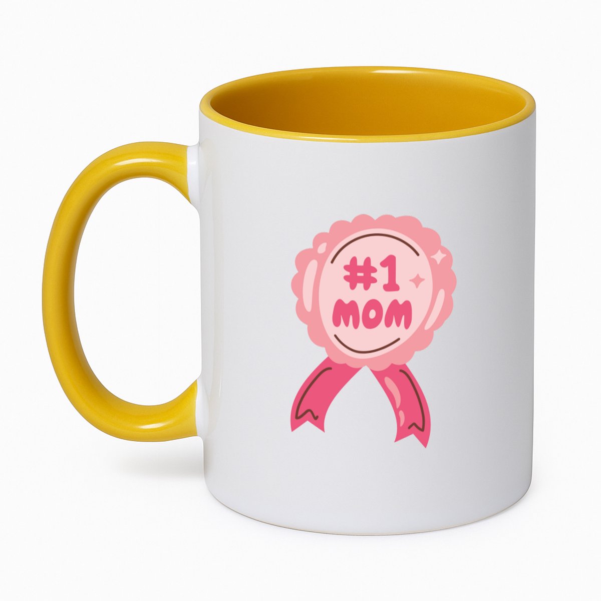 Hacebo® - #1 mom koffiebeker goudgeel - Liefste mama - Mom - thee mok - koffie beker - moederdag cadeautje - Cadeau voor mama - Verjaardag - Geschenk - Cadeau - Gift - koffiemok - 350 ML inhoud