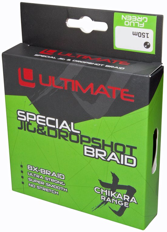 Ultimate Special Jig & Dropshot Braid Fluo Green 0,14mm 9kg 150m - Gevlochten Lijn van Ultimate — afbeelding 4