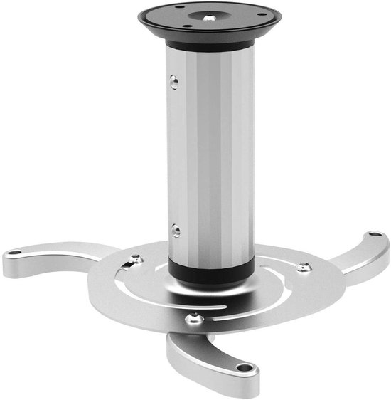 Verstelbare projectorhouder plafondbeugel 360° draaibaar tot 10 kg universeel aluminium zilver
