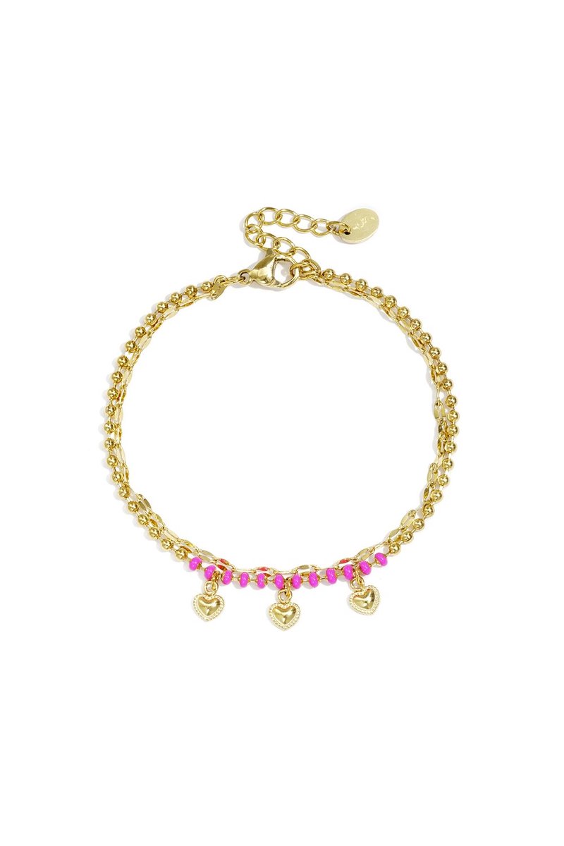 Bedelarmband met drie hartjes