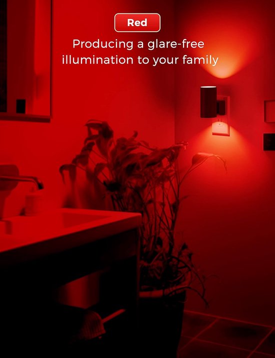 Nachtlampjes Plug-in - Slaaphulp Verlichting - Donkere Ruimtes - Automatische Sensor - Compact Ontwerp - Rood Licht van Merkloos — afbeelding 5