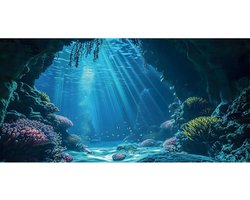 Aquarium Achtergrond - Vis Tank Poster - Onderwater Decoratie - Hoge Resolutie Print - 76x46cm - Blauwe Zee