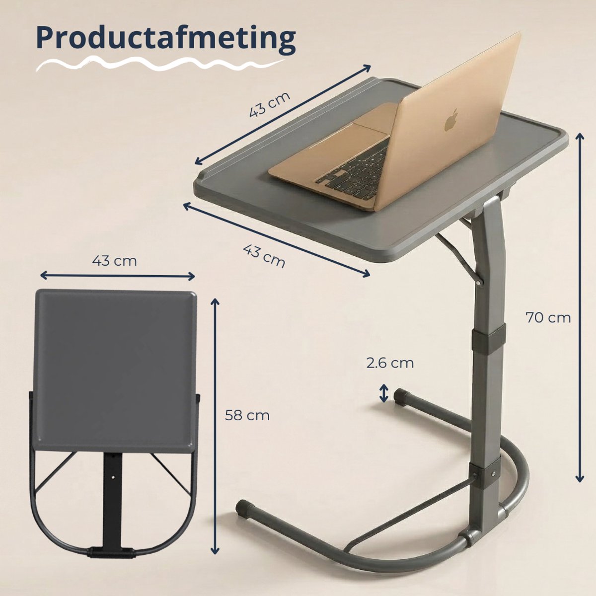 Verstelbare Lapdesk Bed Laptop Tray, draagbare
