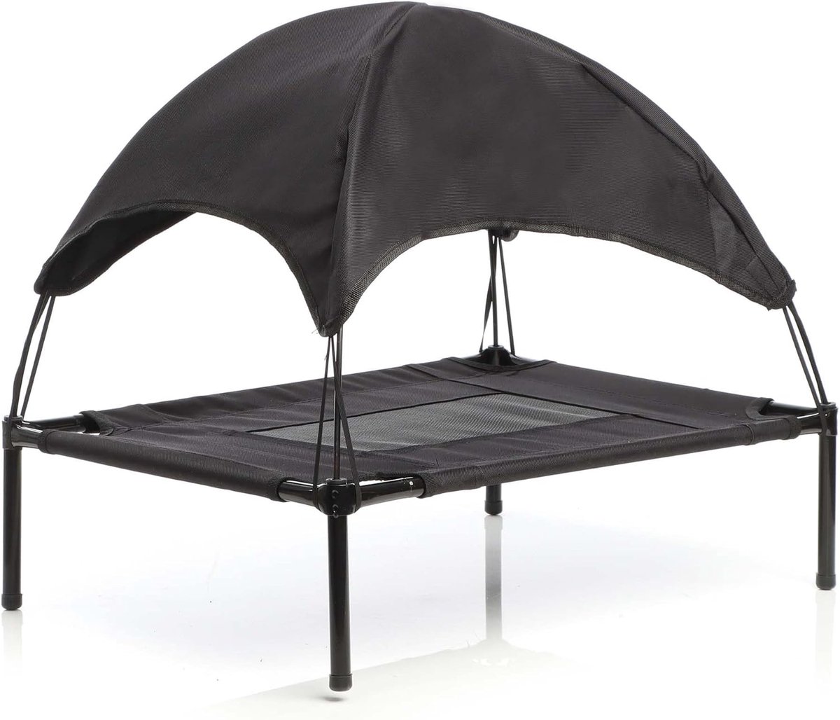 Huisdier Ligbed - Hondenmand Kattenmand - Buiten Rusten - Verhoogd Ontwerp - 122x91x16 cm - Zwart
