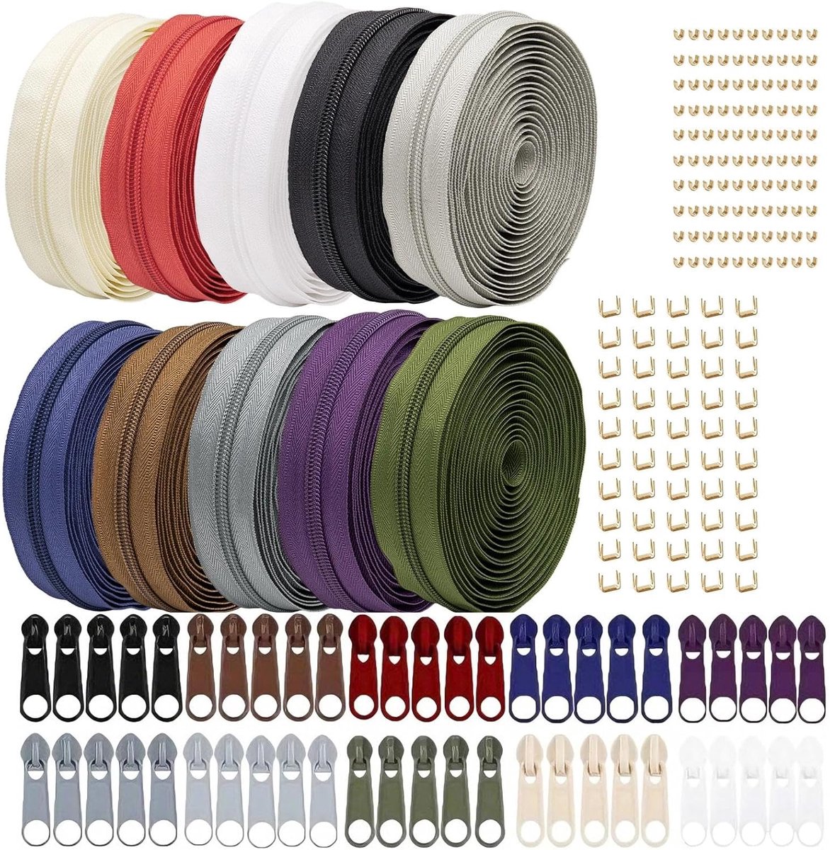 Eindeloze Rits Set - Naai Ritsen - Kleding Reparatie - 30 Meter 10 Kleuren - 2.6 cm Breed