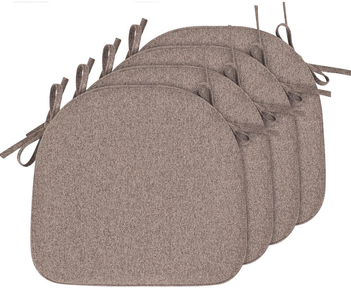 Zitkussen - Stoelkussen - Tuinstoelkussens - Eetkamer Kussen - Stoelkussens Eetkamer - Geschikt voor Binnen en Buitengebruik - Seat Cushion - 43 x 41 cm - 4 Stuks - Bruin - van Imperatoris