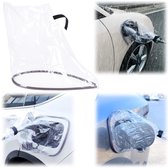 Oplader beschermhoes - Oplaadpoort regenhoes - Magnetische regenhoes voor laadaansluiting - EV-oplaadstekkers - Regenhoes voor het oplaad - Met klittenbandsluiting - Voor elektrische voertuigen met stalen carrosserie (30 cm - transparant)
