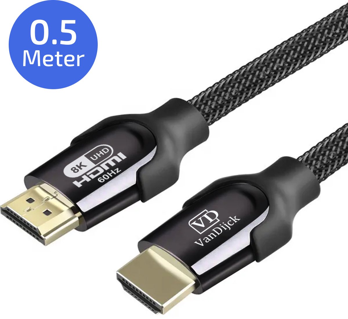 VanDijck - HDMI 2.1 Kabel 0.5 Meter - Ultra HD 8K High Speed (60/120/240Hz) - 48GBPS