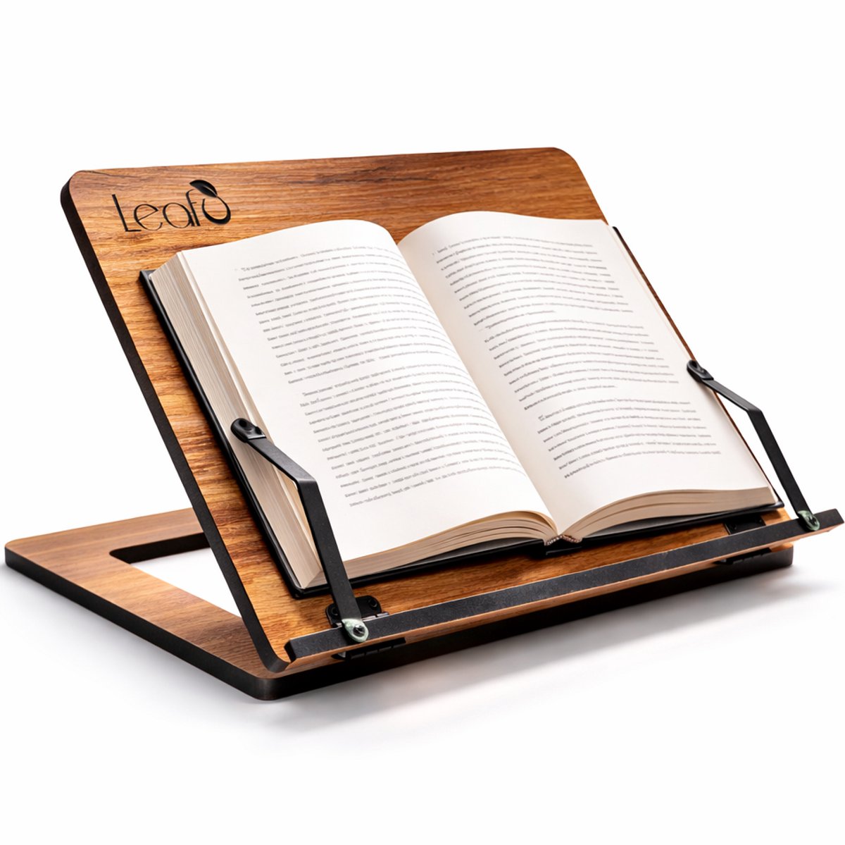 Leafu Boekenstandaard Hout - Verstelbare Boekensteun - Kookboekstandaard - Tablet Standaard - Boekenhouder - Walnoot