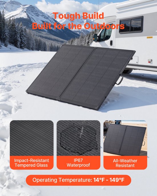 VEVOR Opvouwbaar Zonnepaneel 200w, Draagbare Monokristallijne Zonnemodule met 30a Pwm-Regelaar, Mc4-Uitgang en Frame, 23% Hoog Rendement, Ip67 Waterdicht voor Kamperen, Wandelen en Camperreizen. — afbeelding 4