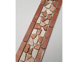Mozaïek rand tegels - Natuursteen rand - Muur en vloer - Italiaans Rosso Verona - 30x75 cm - Rood crème beige