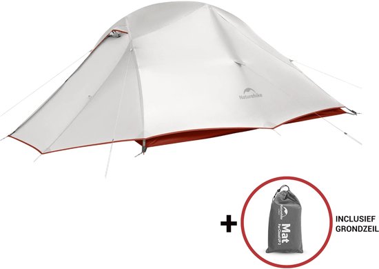 Naturehike Cloud Up 3 PRO – 3 persoons lichtgewicht tent – Waterdichte kampeertent – 20D 3000MM – Inclusief grondzeil – Outdoor trekking koepeltent – Wit/Grijs