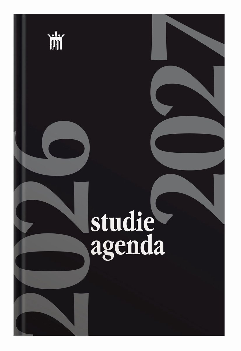 Ryam | Studie agenda Hardcover | 2026/2027 | Genaaid gebonden | 15 x 20 cm | Zwart |