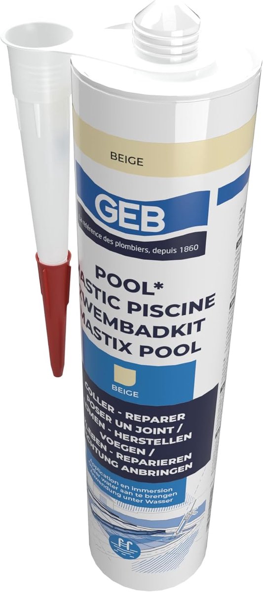 Waterdichte Kit - Reparatiemiddel Zwembad - Lijmen en voegen - Direct onder water te gebruiken - 290 ml - Beige — afbeelding 3